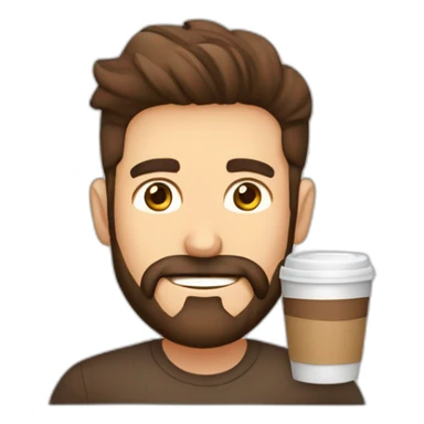 homem com barba segurando um copo café sticker