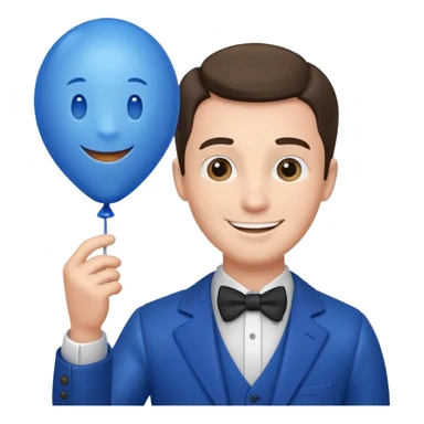 gentleman holding blue balloon sticker