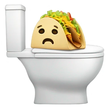 A toilet with a head coming out eating a taco sticker