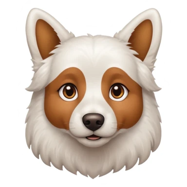 a completely white dog with brown eyes, a long, medium-sized body, and ears with small brown specks on them. sticker