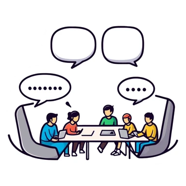 people chatting together in a digital group conversation sticker