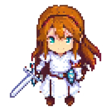 asuna from sword art online, pixel art style, holding sword sticker