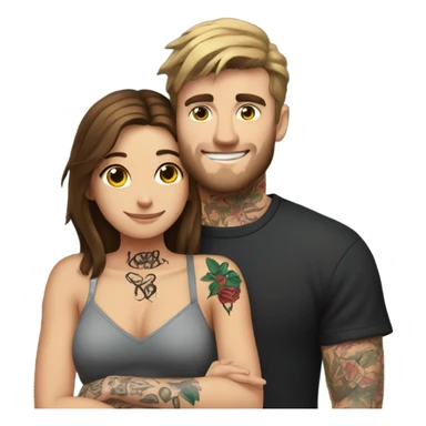 mr beast with tattoos hugging brunette girl sticker