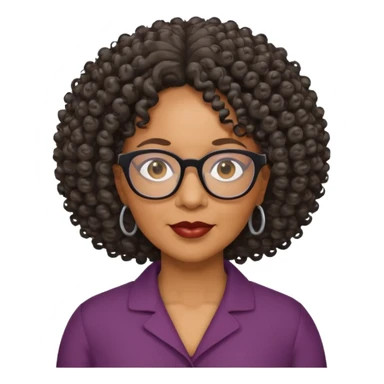 50 year old Black lady with curly hair and glasses sticker