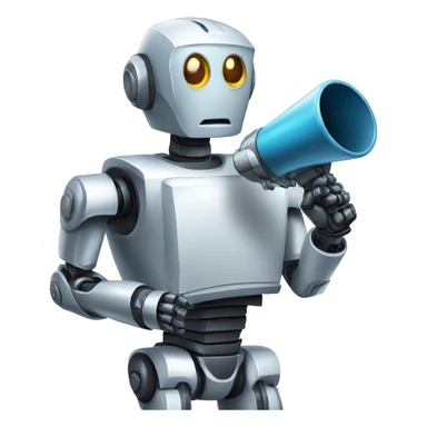robot holding a megaphone sticker