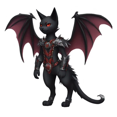 cool edgy elegant beautiful black punk red ethereal fantasy nargacuga-bat-cat-Fakemon collar harness full body sticker