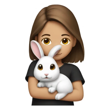 white black rabbit on shoulder of brown haired girl sticker