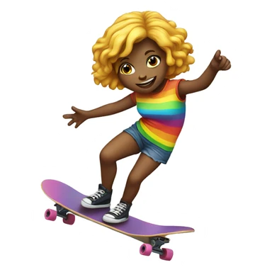 Rainbow girl on skateboard sticker