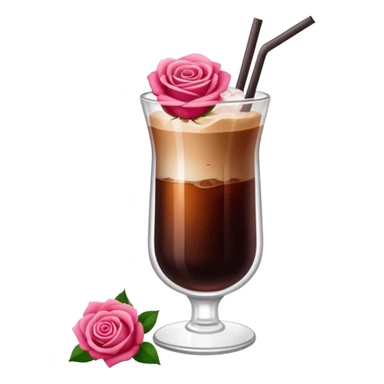 Cold brew coffee with roses pink red mini small size glas sticker