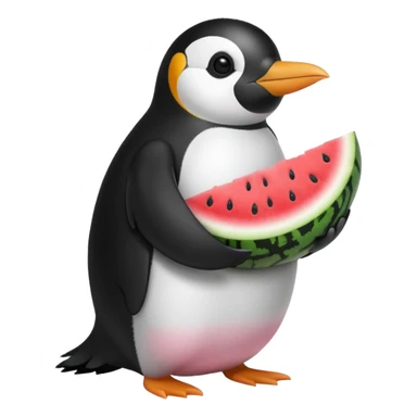 penguin eating watermelon sticker