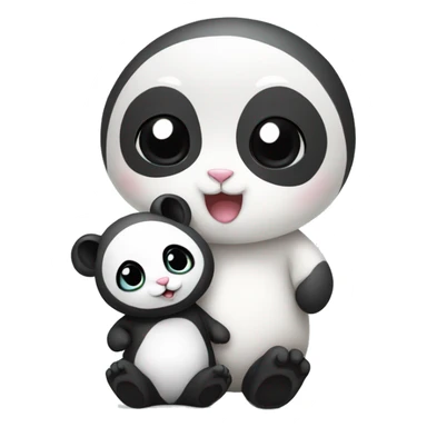 Bunny and baby panda together  sticker
