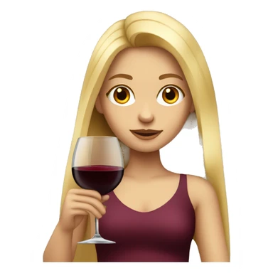 girl with long blonde hair and big glass red wine sticker