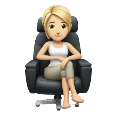 white girl thinking about life on a big gaming chair  sticker