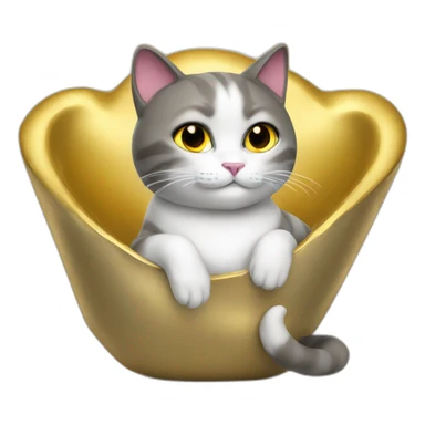 cat secretary sitting on top of the gold cloud sticker