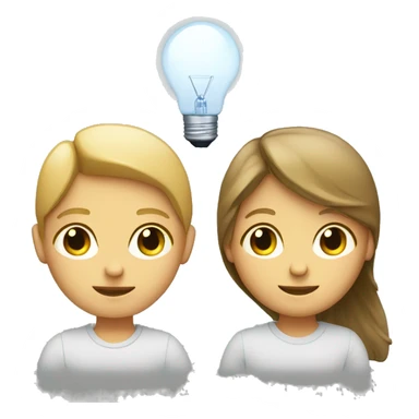 Girl and boy laptop with light above head sticker