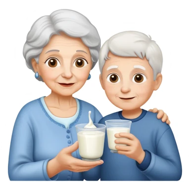 Grandmother offering yogurt to grandson sticker