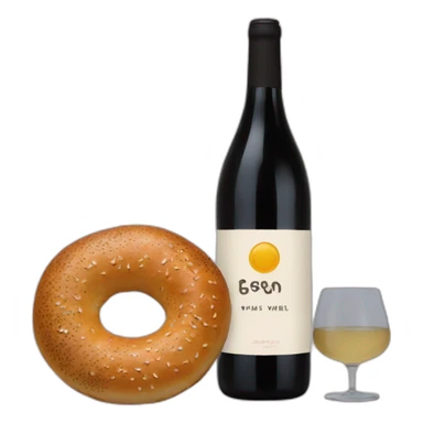 An everything bagel and a bottle of natural wine sticker