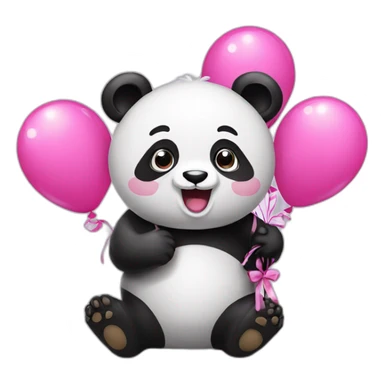 Panda with 5 pink balloon sticker
