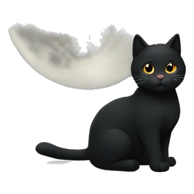 Gato preto andando sobre telhados a noites com lua ao fundo sticker
