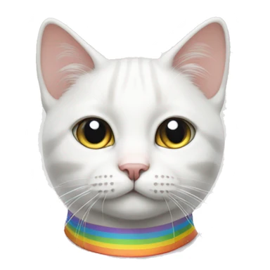 white cat with rainbow stripes sticker