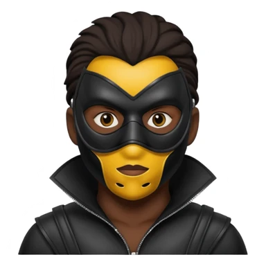 bdsm slave black leather fullhead mask, no metallic details sticker