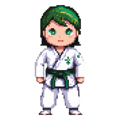 karate costume with green belt sticker