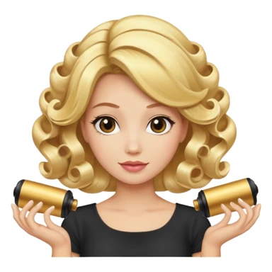 hair with golden hair rollers sticker