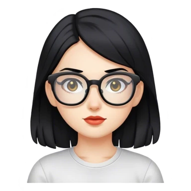 gamer girl with black hair and glasses sticker