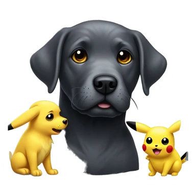 Charcoal Labrador fighting pikachu  sticker
