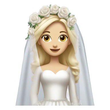 Blonde bride white veil and long-sleeve 3D flower embellished gown sticker