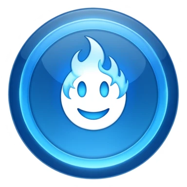 A minimalist CD disc with a subtle blue fire design, emoji style, blue fire, variation 3. sticker
