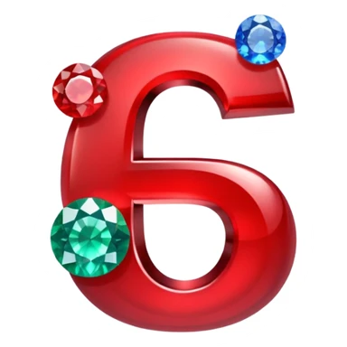 A paid subscription icon featuring red emeralds and gems with the number 5 on it. sticker