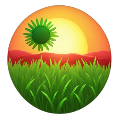 the green sun setting behind the red grass sticker