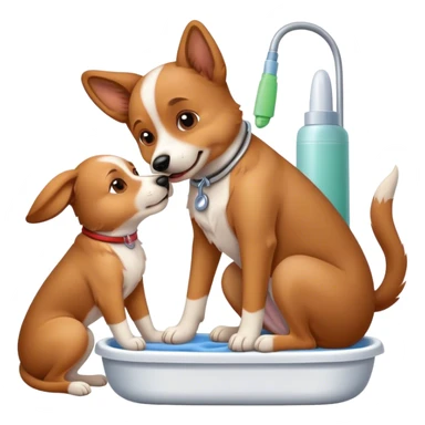 dog getting ear cleaned  sticker