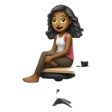 Girl sitting on desk sticker