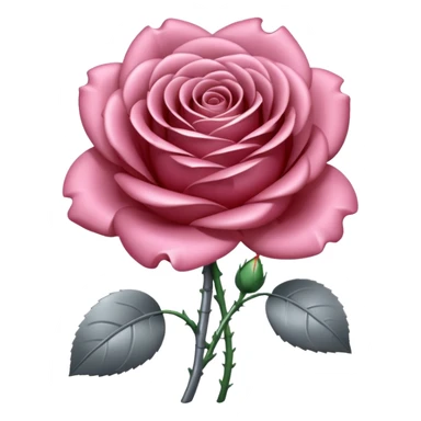 gray metal chrome rose, without green leaves, just flower sticker