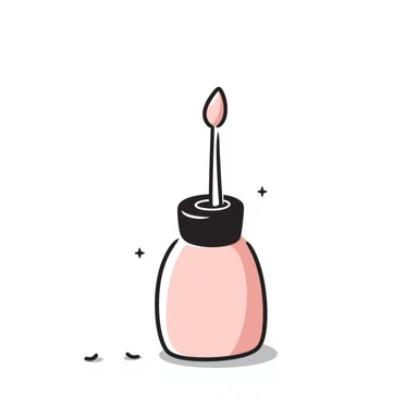 nail polish bottle with brush in pastel colors dd9fb0 ffc6d3 a3bfc9 c4bee2 f1b091, hand-drawn doodle style sticker