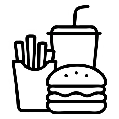 burger meal set with fries and drink sticker