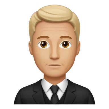 A very handsome successful white man in his 40s. Wearing black but not a suit. Looks like a lawyer. sticker