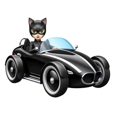 Hot rod Cat Woman’s sporty futuristic pursuit mobile two seater car  sticker