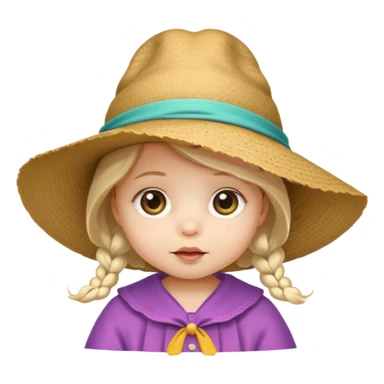 Tiny baby wearing a big hat bigger than the whole baby  sticker