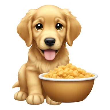 Golden retriever puppy eating sticker