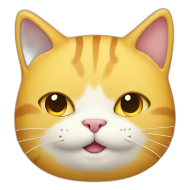 cat smiling fat and yellow sticker