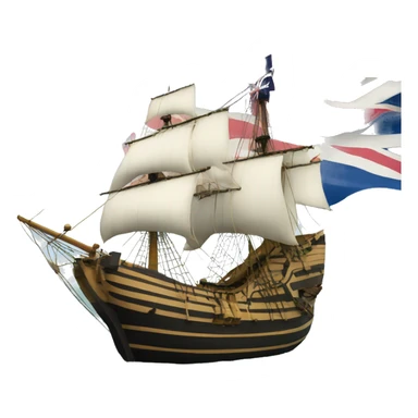 mayflower ship with the Grand Union Flag sticker