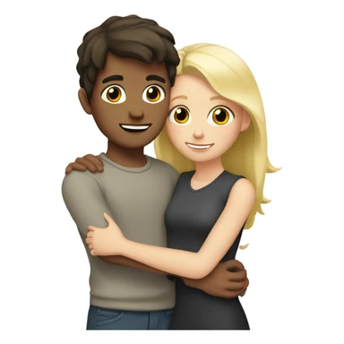 Boy with dark brown hair hugging a girl with blonde hair  sticker