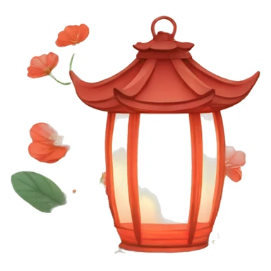 Chinese lantern surrounded by flowers and plants sticker