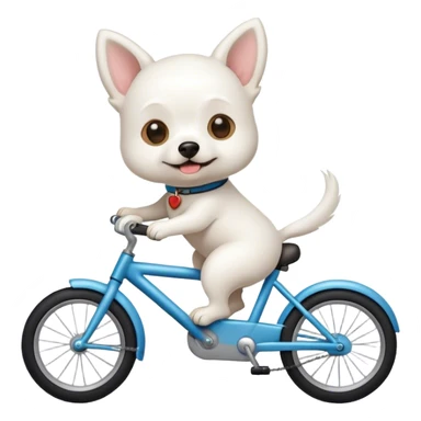 small white dog riding a bike sticker