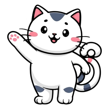 cartoon cat waving sticker
