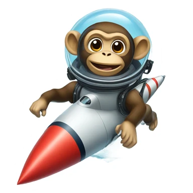 Monkey controlling rocket ship flying underwater sticker