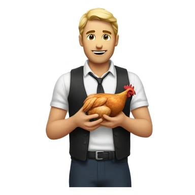 a man with a piece of chicken  sticker